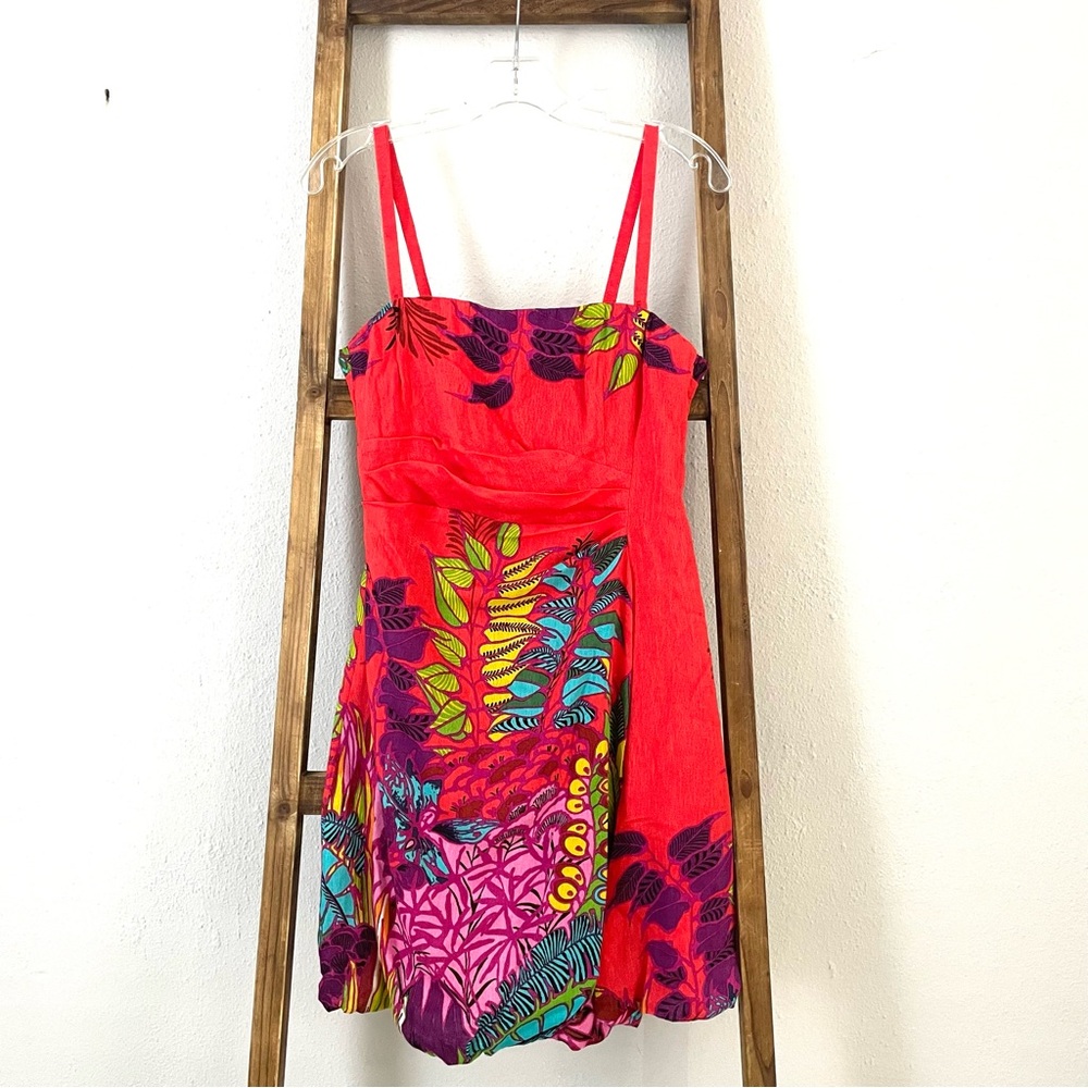 Nanette Lepore Tropical Heat Strapless Convertible Dress in Orange Floral Size 4